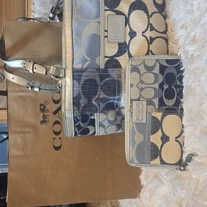 Coach Monogrammed Jean Patch Work Purse